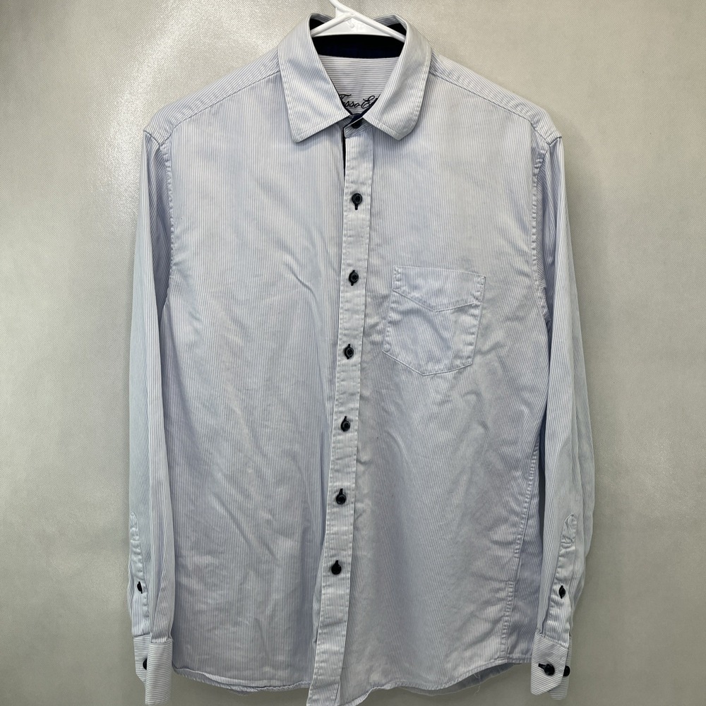 Tasso Elba Shirt Mens Small (14-14.5) 100% Cotton Button Down Long Sleeve Casual